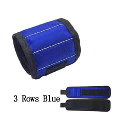 Magnetic Wrist with Strong Holds Screws Nails Drill Bit Storage Organizer Support Band Repair Magnetic Tools Bag Bracelet - Three Rows Blue