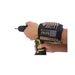 Magnetic Wrist with Strong Holds Screws Nails Drill Bit Storage Organizer Support Band Repair Magnetic Tools Bag Bracelet - Three Rows Black