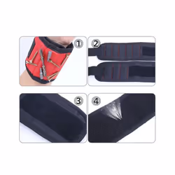 Magnetic Wrist with Strong Holds Screws Nails Drill Bit Storage Organizer Support Band Repair Magnetic Tools Bag Bracelet - Three Rows Black
