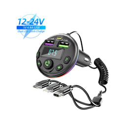 Bluetooth 5.0 FM Transmitter Car Kit MP3 Modulator Player Handsfree Audio Receiver With 3 in 1 Charge Cable for IPhone Huawei - Q21