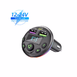 Bluetooth 5.0 FM Transmitter Car Kit MP3 Modulator Player Handsfree Audio Receiver With 3 in 1 Charge Cable for IPhone Huawei ...