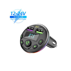 Bluetooth 5.0 FM Transmitter Car Kit MP3 Modulator Player Handsfree Audio Receiver With 3 in 1 Charge Cable for IPhone Huawei - Q21K