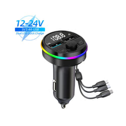 Bluetooth 5.0 FM Transmitter Car Kit MP3 Modulator Player Handsfree Audio Receiver With 3 in 1 Charge Cable for IPhone Huawei - G45