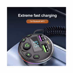 Bluetooth 5.0 FM Transmitter Car Kit MP3 Modulator Player Handsfree Audio Receiver With 3 in 1 Charge Cable for IPhone Huawei - G45