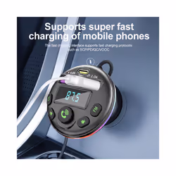 Bluetooth 5.0 FM Transmitter Car Kit MP3 Modulator Player Handsfree Audio Receiver With 3 in 1 Charge Cable for IPhone Huawei - G45