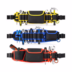 Tool Bags Electrician Tools Waist Storage Bag With Belt for Pocket Wrench Pliers Wire Organizer Electrician Tools Belt - Coffee