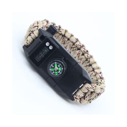 Multi-function 7-in-1 Survival Bracelet Men Women Outdoor Camping Hiking Rescue Emergency Paracord Bangles Compass Whistle - Desert camouflage