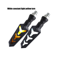 Universal Motorcycle LED Turn Signal Lamp Flowing Water Blinker Flashing Lights Bendable Motorcycle Tail Flasher Indicator - yellow white