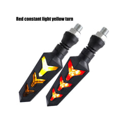Universal Motorcycle LED Turn Signal Lamp Flowing Water Blinker Flashing Lights Bendable Motorcycle Tail Flasher Indicator - yellow red
