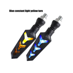 Universal Motorcycle LED Turn Signal Lamp Flowing Water Blinker Flashing Lights Bendable Motorcycle Tail Flasher Indicator - yellow blue