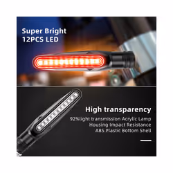 2PCS Motorcycle Turn Signals Light 12V LED Tail Flasher Flowing Water Blinker IP68 Bendable Motorcycle Flashing Lights - Blue