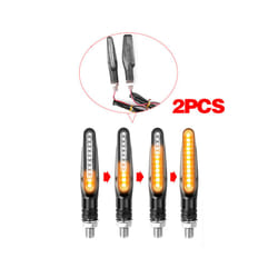 2PCS Motorcycle Turn Signals Light 12V LED Tail Flasher Flowing Water Blinker IP68 Bendable Motorcycle Flashing Lights - Yellow