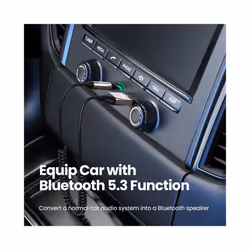 Bluetooth Receiver 5.3 Adapter Hands-Free Car Kits AUX Audio 3.5mm Jack Music Wireless Receiver for Car BT Transmitter - Bright Silver