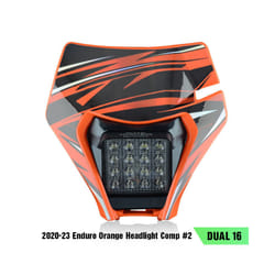 PowerZone Motorcycle LED Headlight For KTM EXC SXF MX Headlamp Head Lights Supermoto Fairing Dirt Bike Enduro LED Headlight - Orange Headlight 2