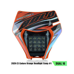 PowerZone Motorcycle LED Headlight For KTM EXC SXF MX Headlamp Head Lights Supermoto Fairing Dirt Bike Enduro LED Headlight - Orange Headlight 1