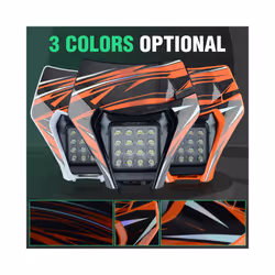 PowerZone Motorcycle LED Headlight For KTM EXC SXF MX Headlamp Head Lights Supermoto Fairing Dirt Bike Enduro LED Headlight - Black Headlight 2