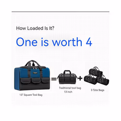 Waterproof Multi Pockets Tool Set with Bag for Electrician Working Tool Box Case Storage Bag Portable Organizer Bag Toolbox - TypeC 16 inch