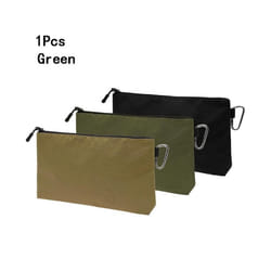 Multipurpose Tool Pouch Zipper Bag with Carabiner Portable Tool Storage Pouch Practical Stationery Gadgets Storage Bags - 1Pc Green