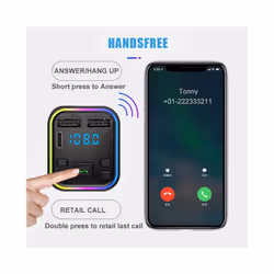 Car Bluetooth 5.0 FM Transmitter PD Type-C Dual USB 3.1A Fast Charger Wireless Handsfree Audio Receiver Car MP3 Player Modulator - 2USB car charger