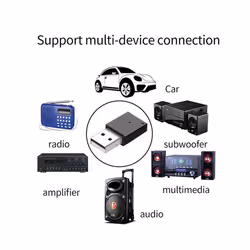 Bluetooth 5.0 Car Adapter Audio Receiver Mini Wireless USB Dongle For Car Radio Subwoofer Amplifier Multimedia MP3 Player - White