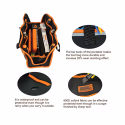 JM-B02 Oxford Cloth Toolkit Multi Functional Zipper Tool Bag Maintenance Electrician Storage Handbag 1PC - JM-B02