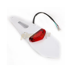 Motorcycle Rear Fender Tail Light Dirt Bike 12V LED Taillight Brake Stop License Plate Lamp For Trail Supermoto Motocross - White