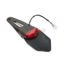 Motorcycle Rear Fender Tail Light Dirt Bike 12V LED Taillight Brake Stop License Plate Lamp For Trail Supermoto Motocross - Black and Red