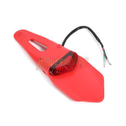Motorcycle Rear Fender Tail Light Dirt Bike 12V LED Taillight Brake Stop License Plate Lamp For Trail Supermoto Motocross - Red