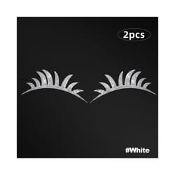 2Pcs Bling Car Headlight Eyelashes Stickers Fake Eyelash Decal Decoration Car Accessories for Vehicle Body Sticker Windshield - White