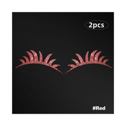 2Pcs Bling Car Headlight Eyelashes Stickers Fake Eyelash Decal Decoration Car Accessories for Vehicle Body Sticker Windshield - Red