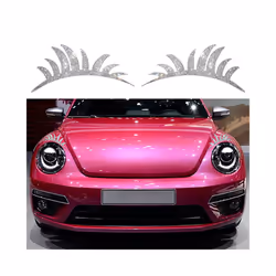 2Pcs Bling Car Headlight Eyelashes Stickers Fake Eyelash Decal Decoration Car Accessories for Vehicle Body Sticker Windshield - Red