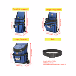 Oxford Cloth Multi-functional Electrician Tool Bag Waist Pouch Belt Storage Multi-pockets Waist Tool Bag Adjustable Belt - Large Double Uncover