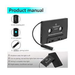 Wireless Bluetooth 5.0 Converter Car Tape AAC MP3 SBC 3.5mm AUX HIFI Stereo Audio Adapter Audio Cassette with Mic - A