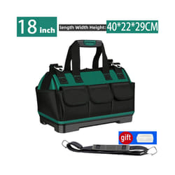 Upgrade Heighten large capacity Tool Bag Thickened 1680D Oxford Waterproofed Wear-Resistant Electrician Storage Toolkit - 18 inch Rubber
