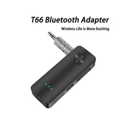 2 IN 1 Bluetooth 5.3 Audio Receiver Transmitter 3.5mm AUX With Aircraft Headset Adapter Wireless Stereo Music For Car Kit - Black T66 1PCS
