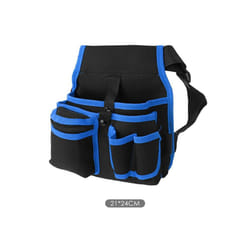 Portable Tool Belt Pouch Adjustable Waist Tool Pouch Bag Multi-function Hardware Storage Pocket for Gardening Plumbing Woodwork - Black Blue