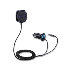 Handsfree Bluetooth-compatible Car Kit Wireless Bluetooth-compatible 3.5mm AUX Music Receiver Kit with USB Car Charger for - Black