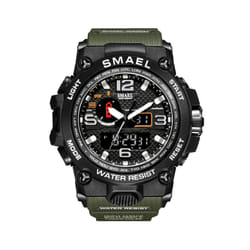 Men Sports Watches Dual Display Analog Digital LED Electronic Quartz Wristwatches Waterproof Swimming Military Watch - ArmyGreen
