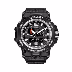 Men Sports Watches Dual Display Analog Digital LED Electronic Quartz Wristwatches Waterproof Swimming Military Watch - Black  ...