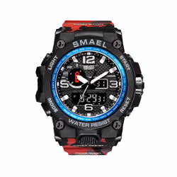 Men Sports Watches Dual Display Analog Digital LED Electronic Quartz Wristwatches Waterproof Swimming Military Watch - Camo R ...