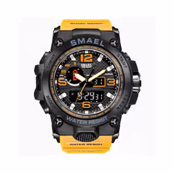 Men Sports Watches Dual Display Analog Digital LED Electronic Quartz Wristwatches Waterproof Swimming Military Watch - Orange