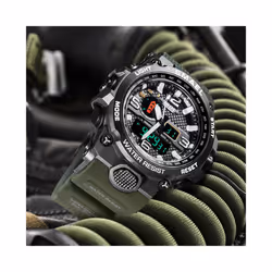 Men Sports Watches Dual Display Analog Digital LED Electronic Quartz Wristwatches Waterproof Swimming Military Watch - Orange