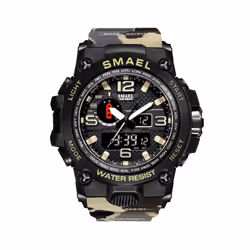 Men Sports Watches Dual Display Analog Digital LED Electronic Quartz Wristwatches Waterproof Swimming Military Watch - Camo K ...
