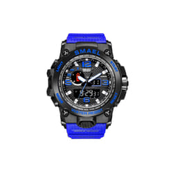 Men Sports Watches Dual Display Analog Digital LED Electronic Quartz Wristwatches Waterproof Swimming Military Watch - Blue