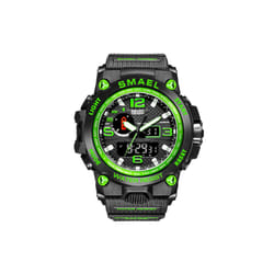 Men Sports Watches Dual Display Analog Digital LED Electronic Quartz Wristwatches Waterproof Swimming Military Watch - Black Green