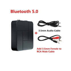 Bluetooth 5.0 Receiver Transmitter 3.5mm AUX Jack RCA USB Dongle Wireless Audio Adapter Handsfree Call For Car TV PC Headphone - With RCA Cable