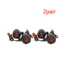 Motorcycle Metal Turn Signal DRL Retro Bullet Black Grid Brake Light For Cafe Racer Bobber Chopper For Harley Sportster - 2 pairs