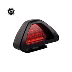 Univeral Motorcycle Stop Signal Lamp F1 Triangle 12V LED Rear Fog Lamp Tail Light Motorcycle Brake Light Explosion Warning - Red
