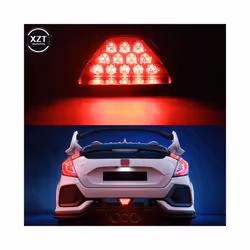 Univeral Motorcycle Stop Signal Lamp F1 Triangle 12V LED Rear Fog Lamp Tail Light Motorcycle Brake Light Explosion Warning - Red