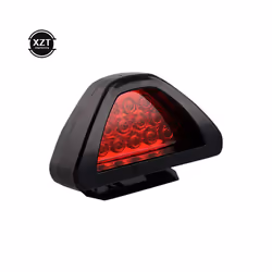 Univeral Motorcycle Stop Signal Lamp F1 Triangle 12V LED Rear Fog Lamp Tail Light Motorcycle Brake Light Explosion Warning - Red